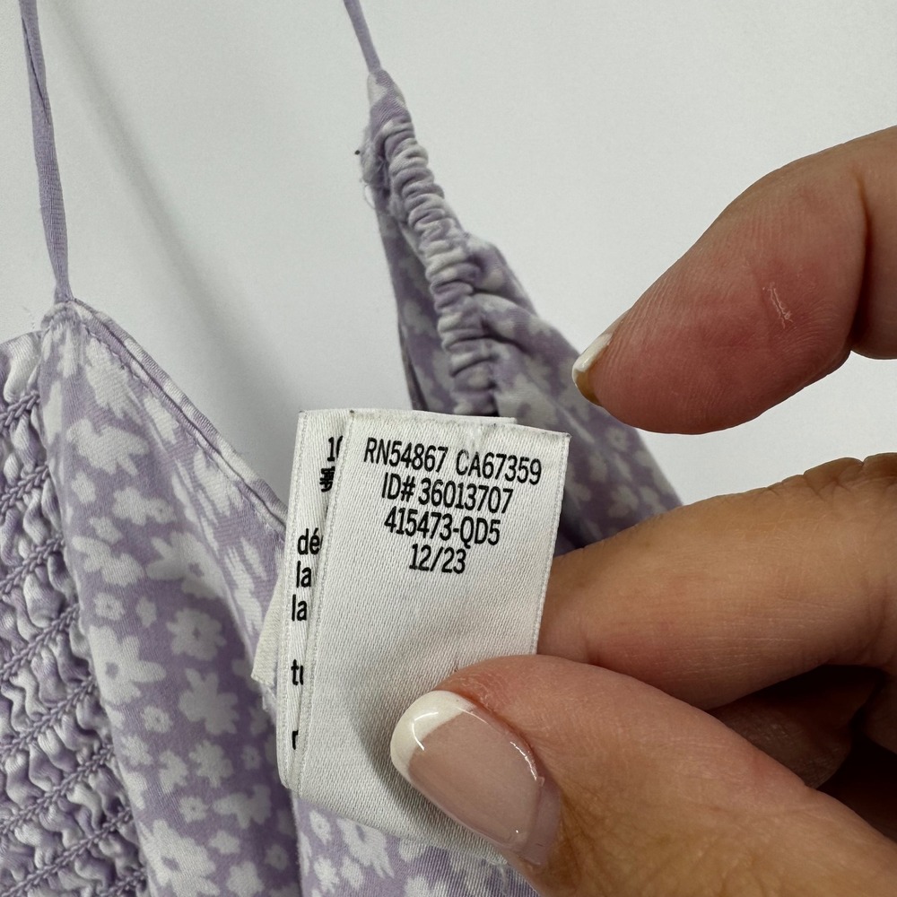 Victoria's Secret PINK Lavender Floral Babydoll Mini Dress Smocked Back Large - Picture 9 of 9